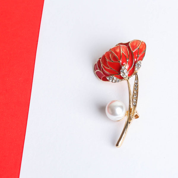 Red Flower Brooch