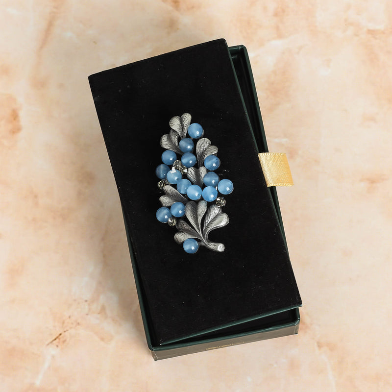 Blue Beads Floral Brooch