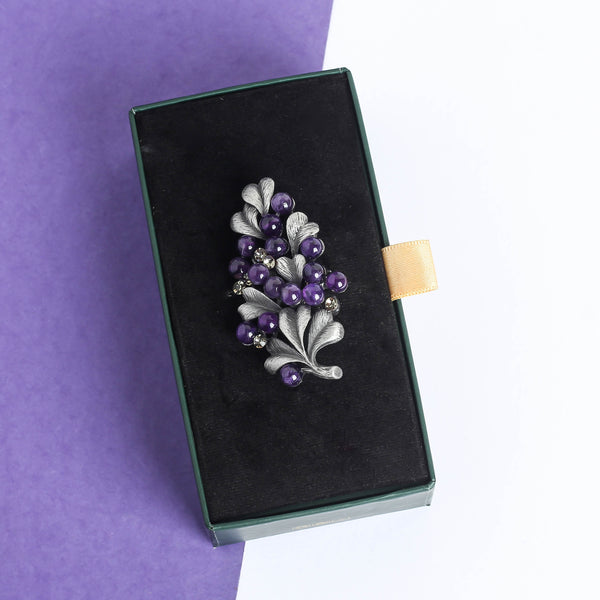 Purple Beads Floral Brooch