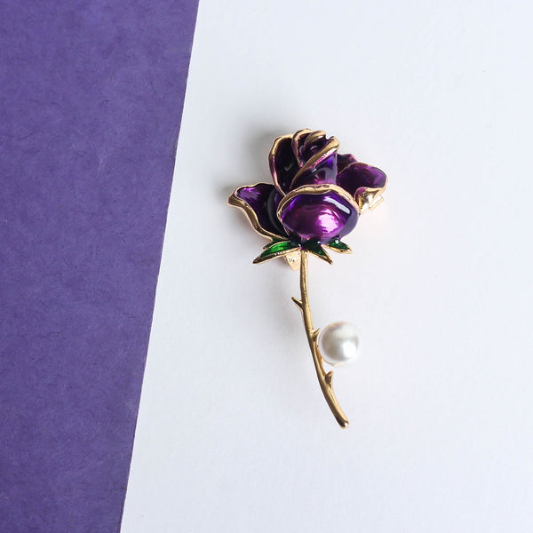 Purple Rose Brooch