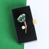 Teal Lotus Brooch