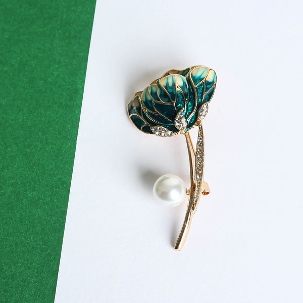 Teal Lotus Brooch