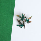 Teal Leaf Brooch