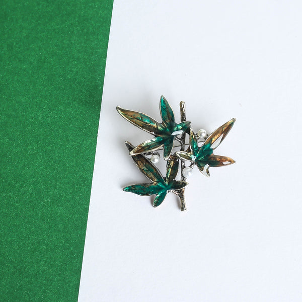 Teal Leaf Brooch