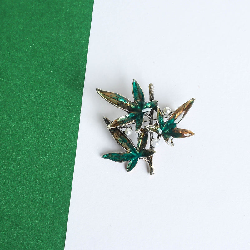 Teal Leaf Brooch