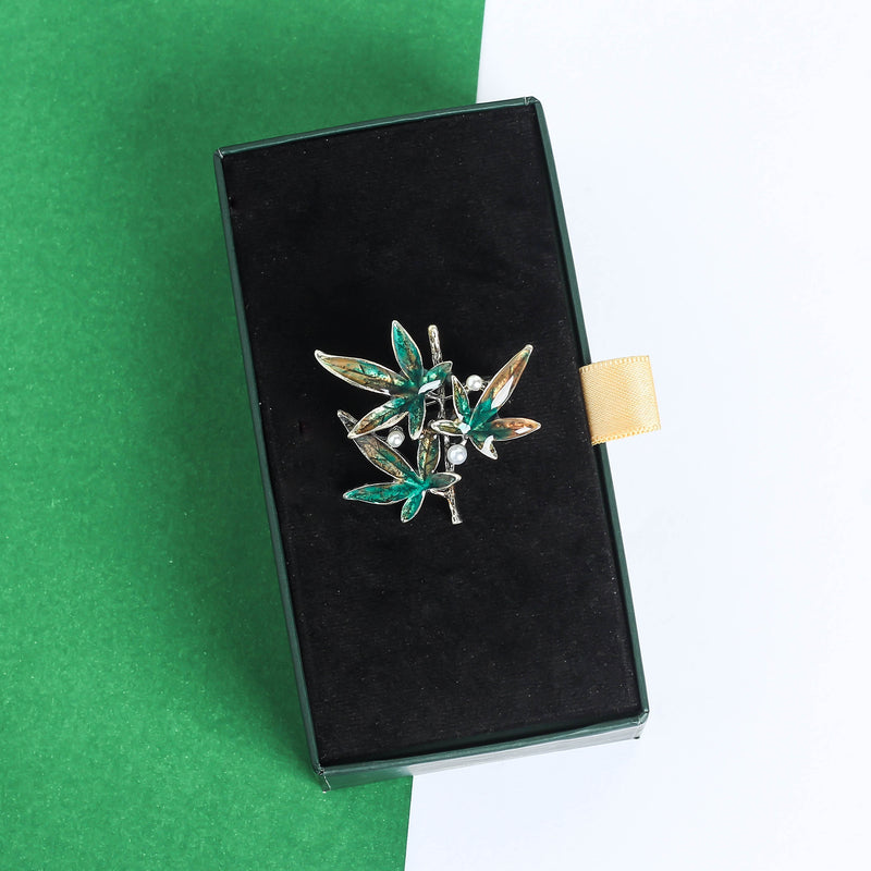 Teal Leaf Brooch