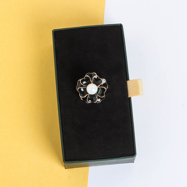 Black Flower Brooch