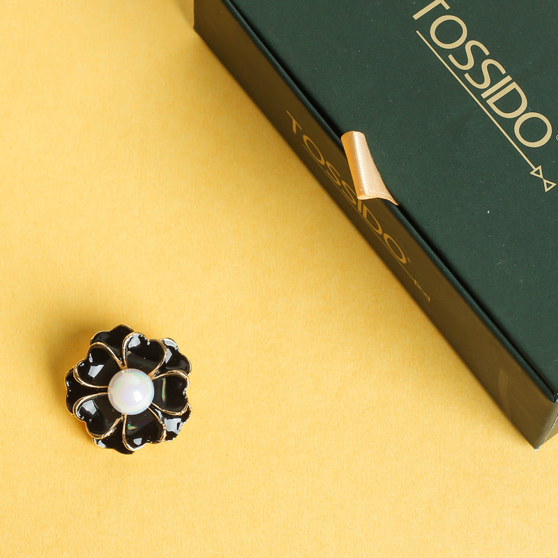 Black Flower Brooch