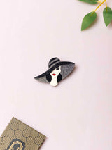 Vintage-Inspired Lady Face Enamel Brooch