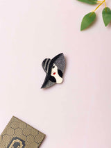 Vintage-Inspired Lady Face Enamel Brooch