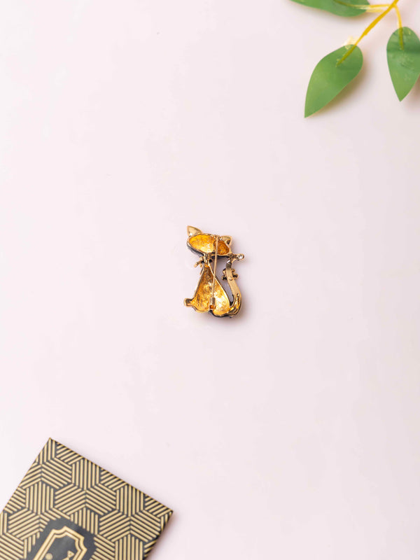 Whimsical Black Cat Brooch