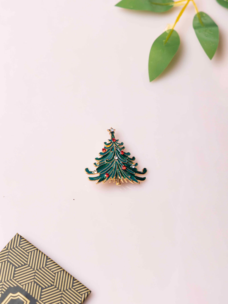 Green Christmas Tree Brooch