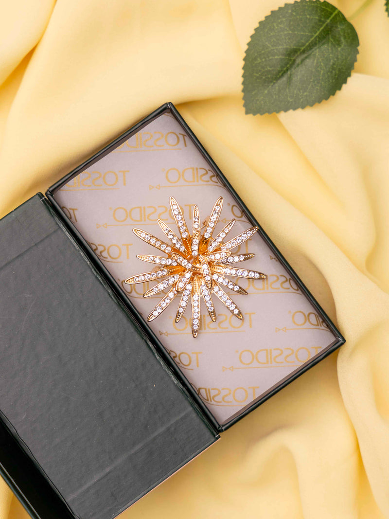 Radiant Starburst Crystal Brooch