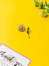 Silver & Yellow Flower Brooch