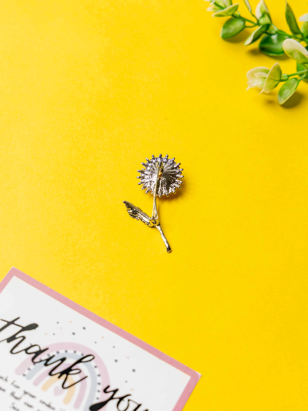 Silver & Yellow Flower Brooch