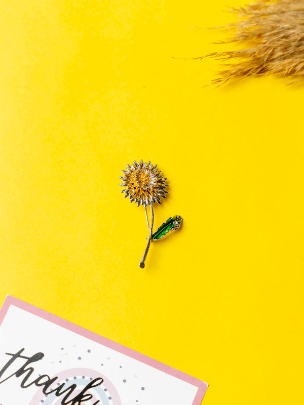 Silver & Yellow Flower Brooch
