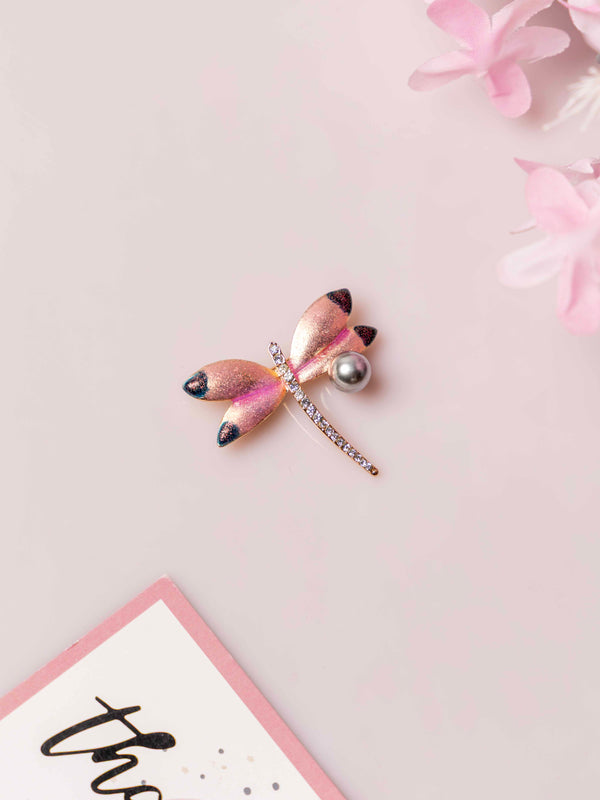 Elegant Dragonfly Brooch with Pearl Accent