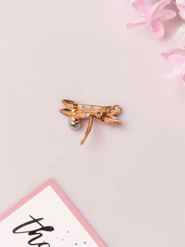 Elegant Dragonfly Brooch with Pearl Accent