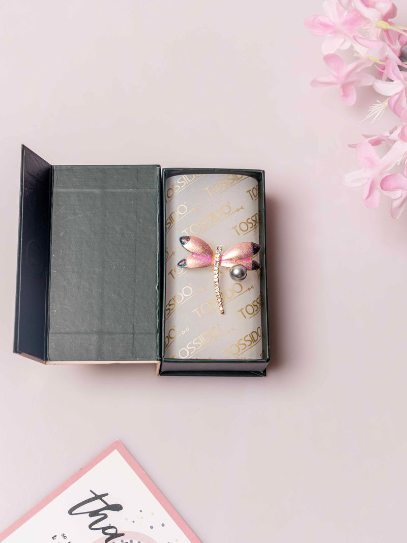 Elegant Dragonfly Brooch with Pearl Accent