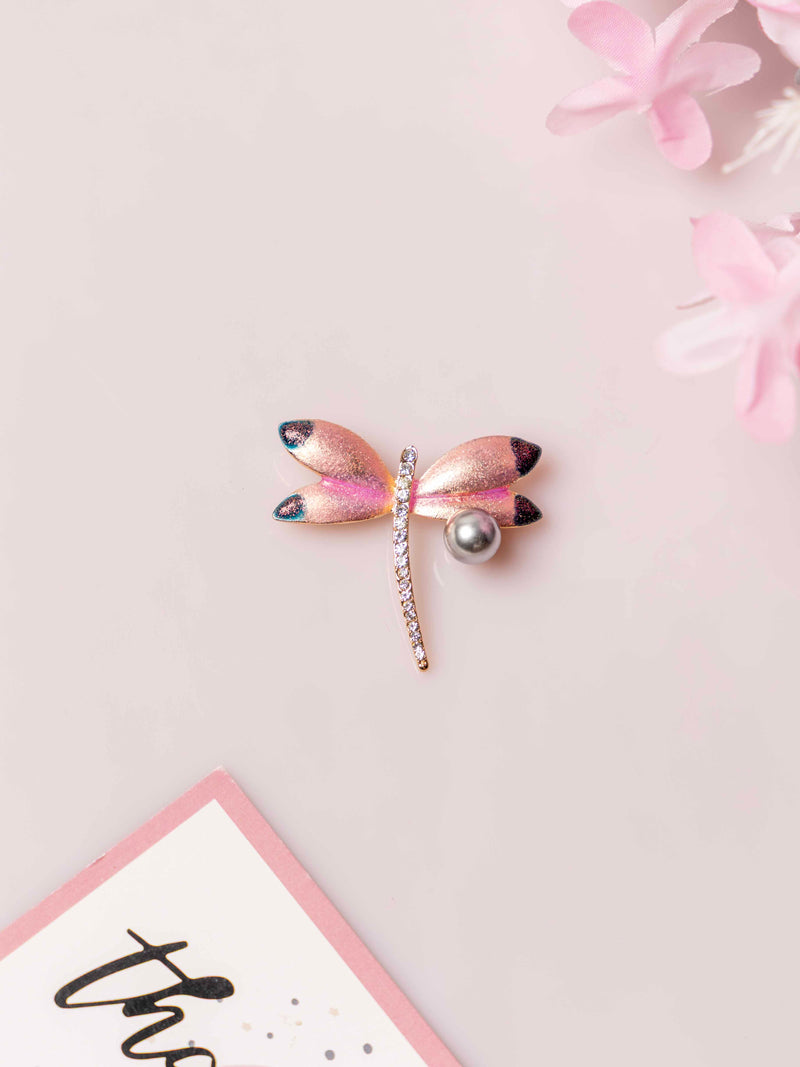 Elegant Dragonfly Brooch with Pearl Accent