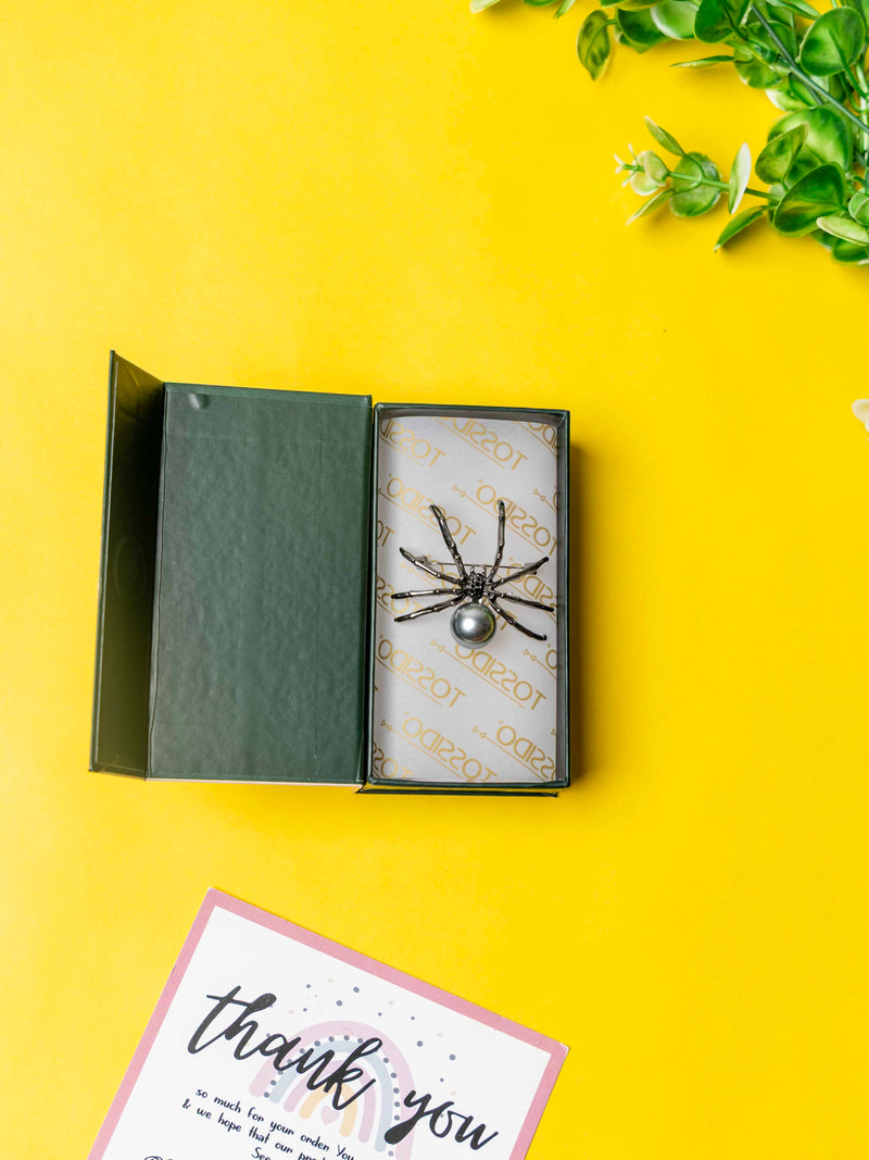 Bold Spider Brooch with Pearl Accent