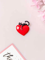 Cat & Heart Brooch