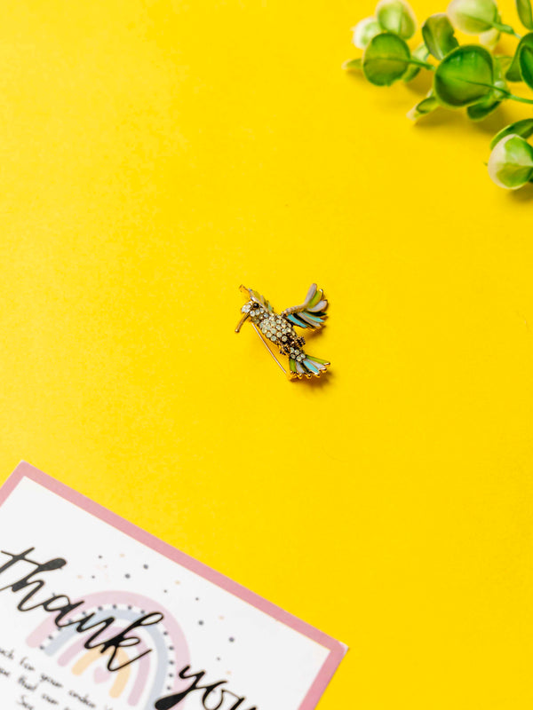 Graceful Bird Brooch with Crystal Accents