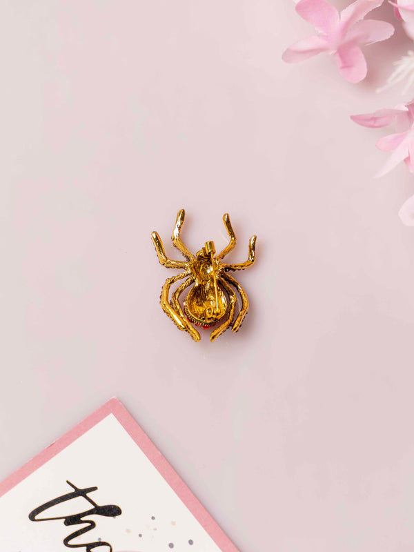 Red Spider Brooch with Crystal Embellishments