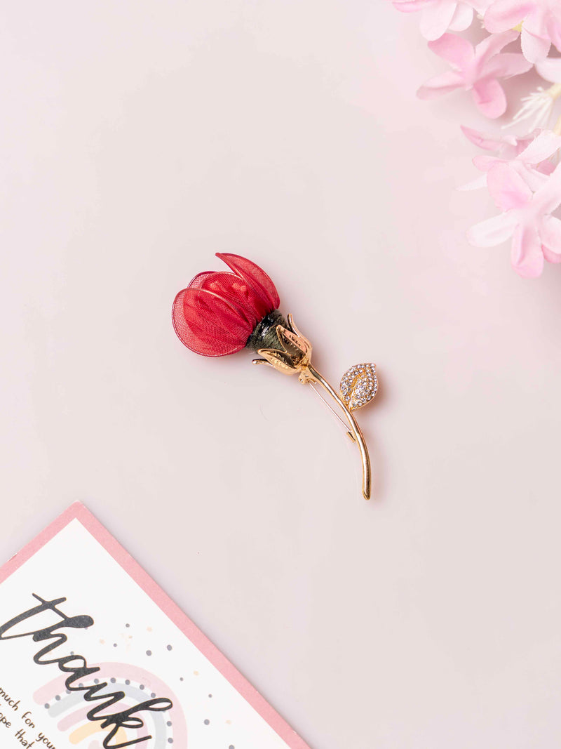 Hot Pink Rose Bloom Brooch