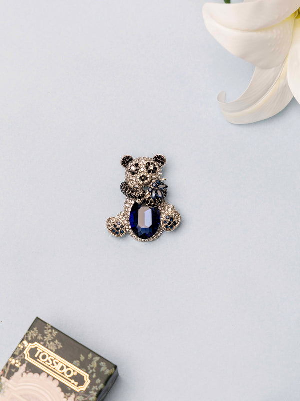 Sapphire Panda Brooch