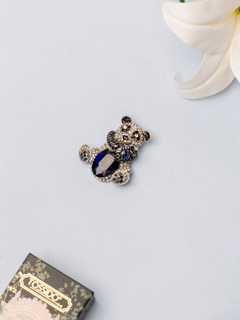 Sapphire Panda Brooch