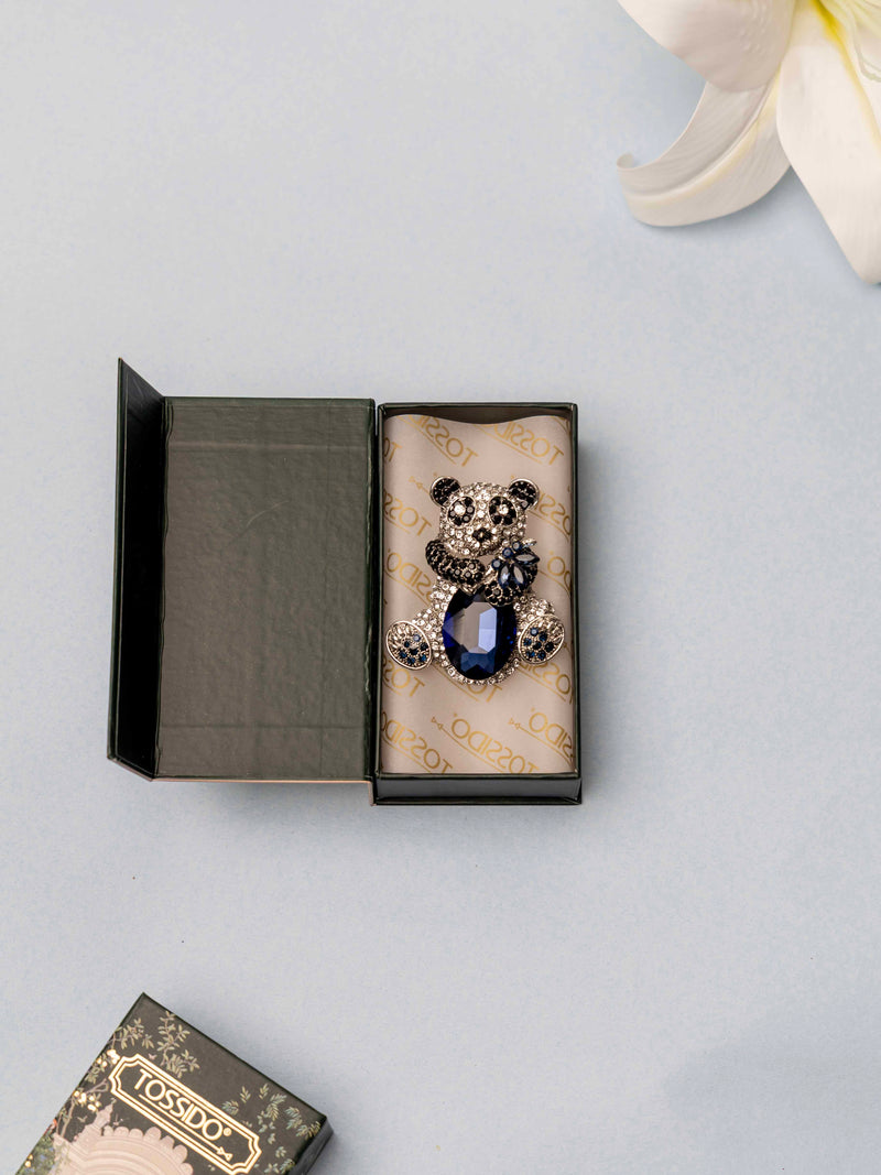 Sapphire Panda Brooch