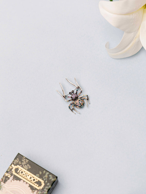 Crystal Spider Brooch