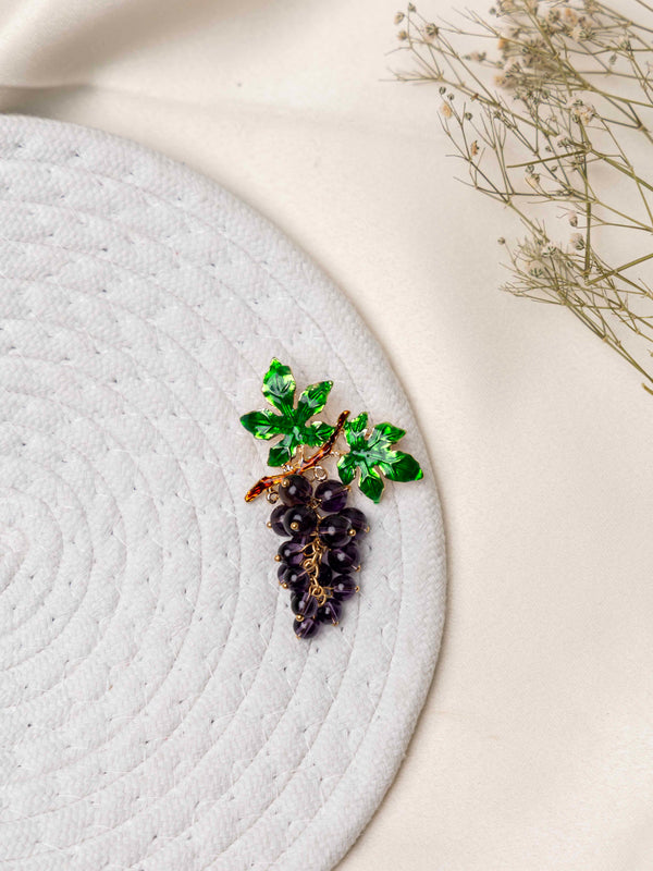 Dark Purple Grapes Brooch
