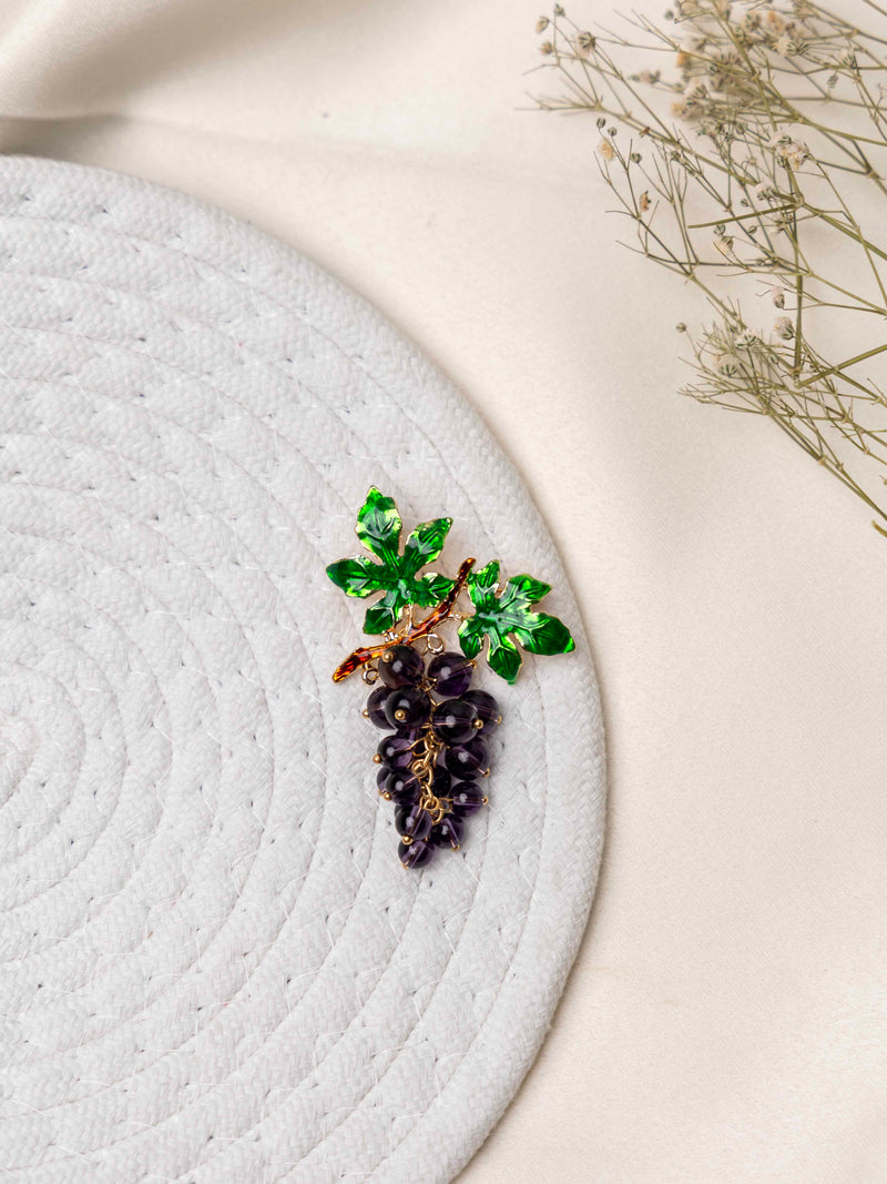 Dark Purple Grapes Brooch