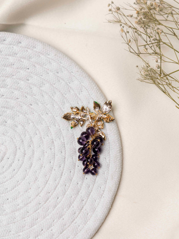 Dark Purple Grapes Brooch