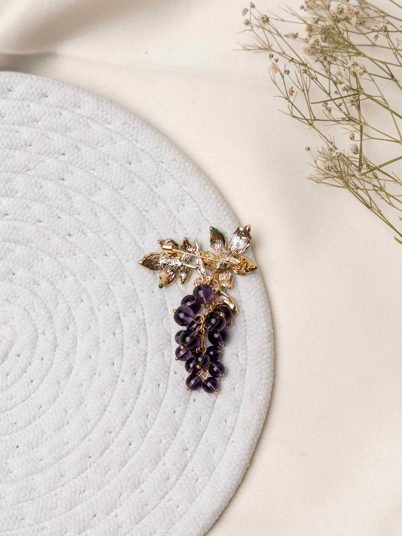 Dark Purple Grapes Brooch