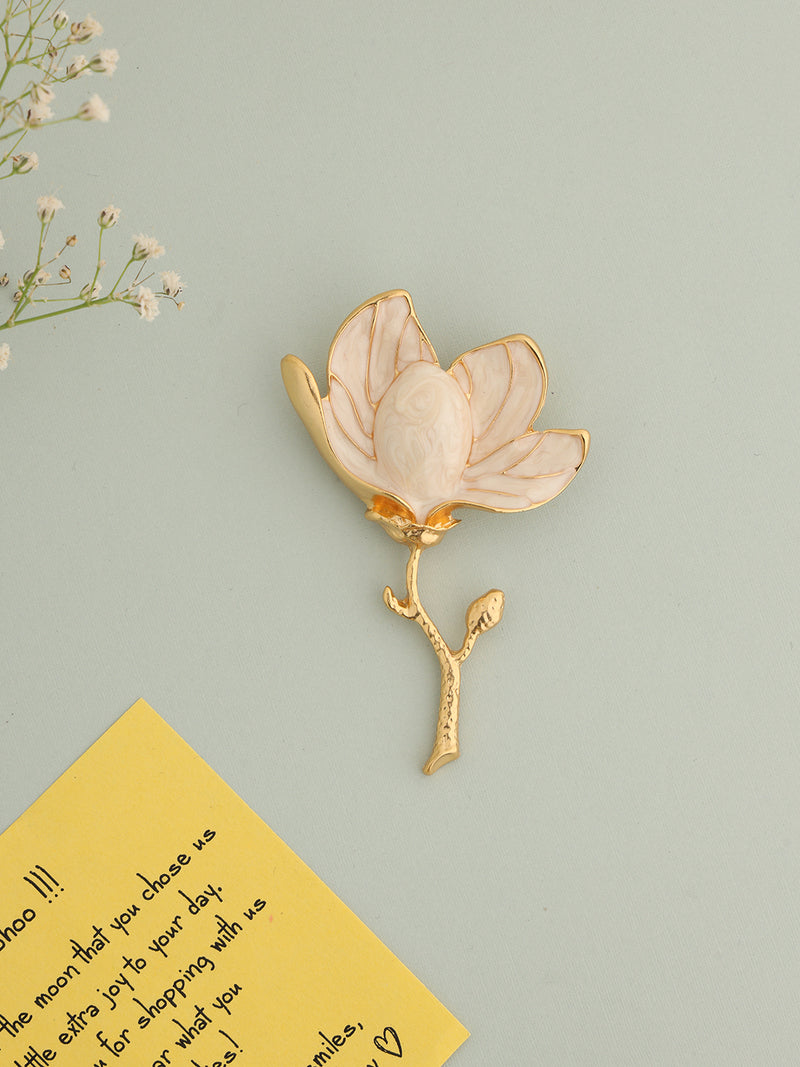 Ivory White Lotus Brooch