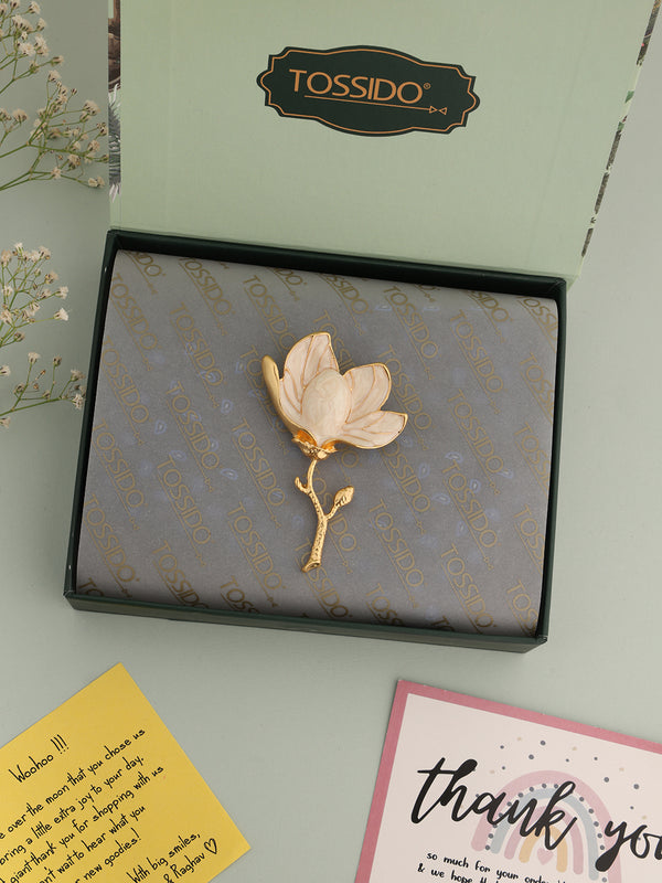 Ivory White Lotus Brooch