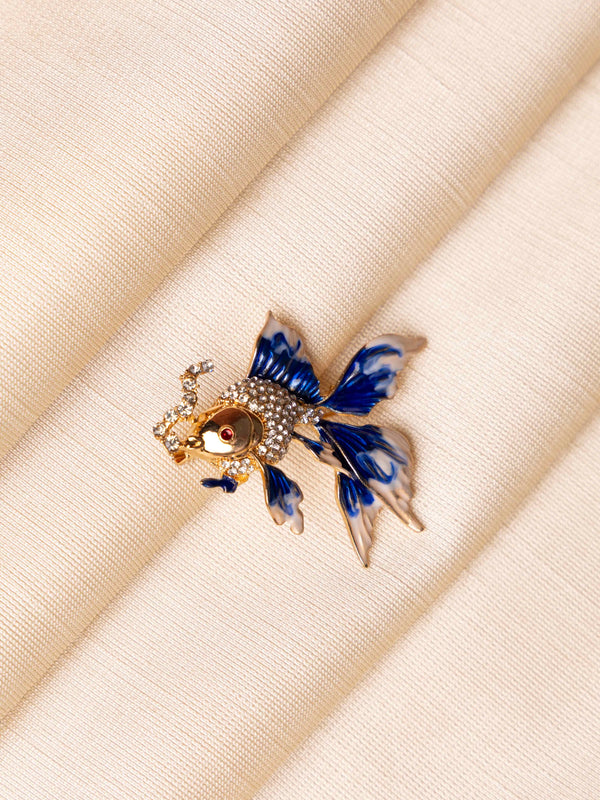 Blue Betta Fish Brooch
