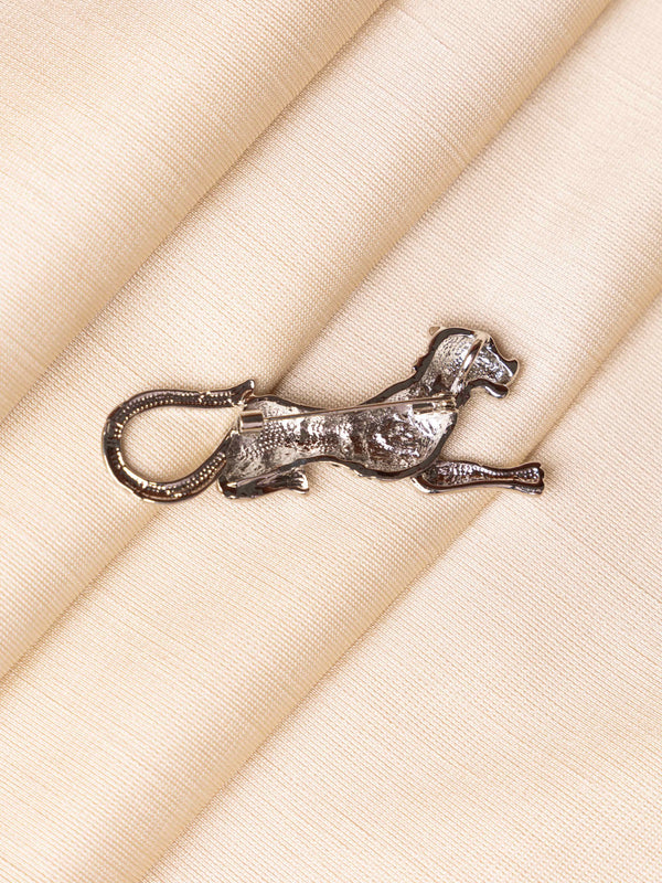 Silver Leopard Brooch
