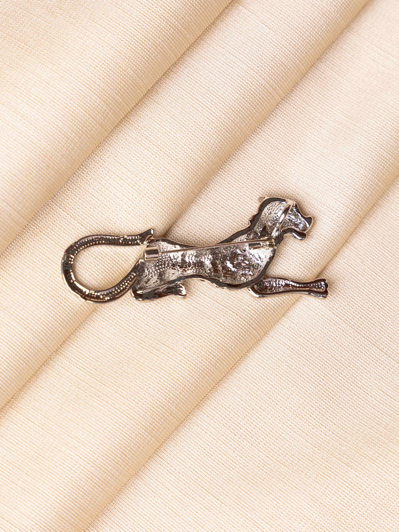 Silver Leopard Brooch