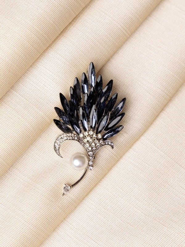 Midnight Blue Feather Brooch