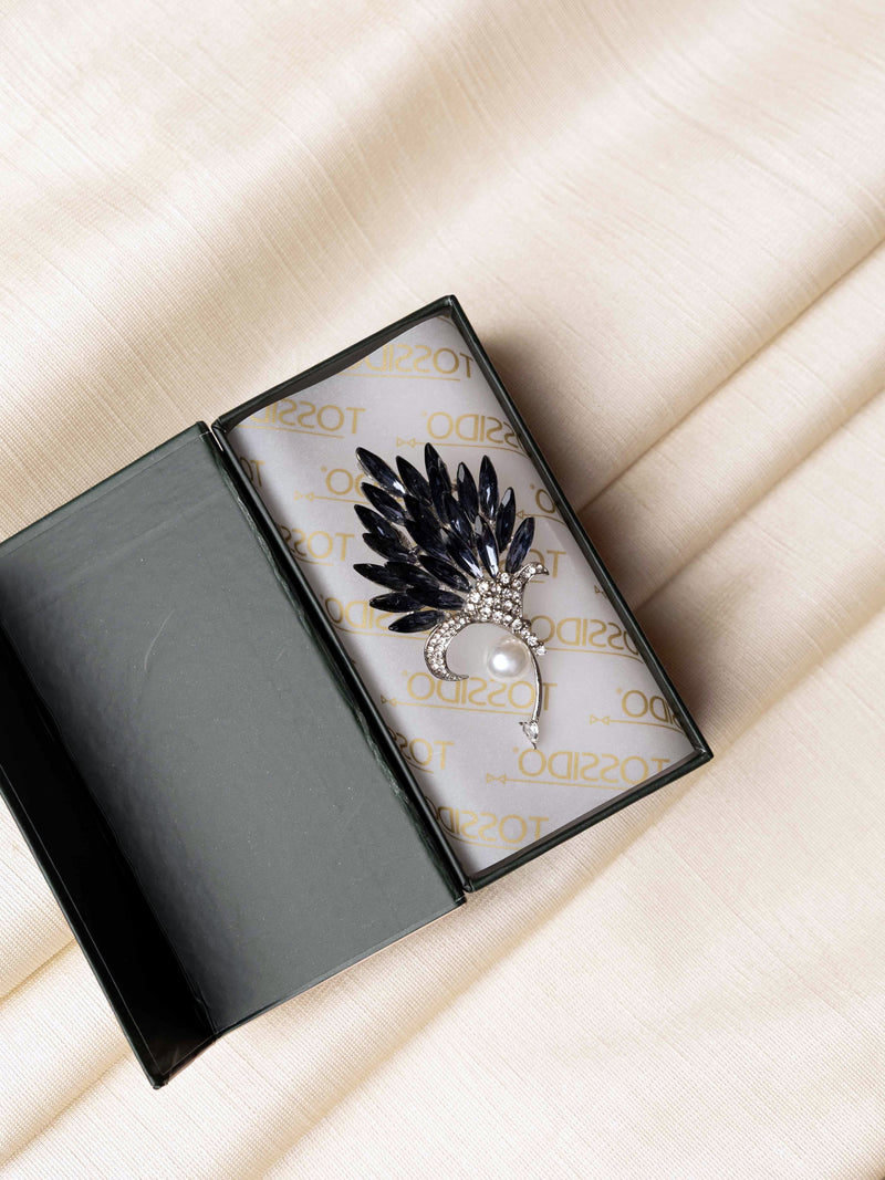 Midnight Blue Feather Brooch