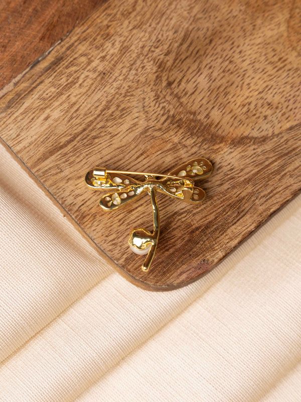 Pearl Wing Dragonfly Brooch