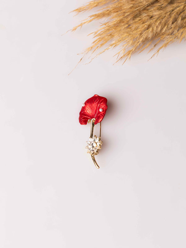 Scarlet Petal Brooch