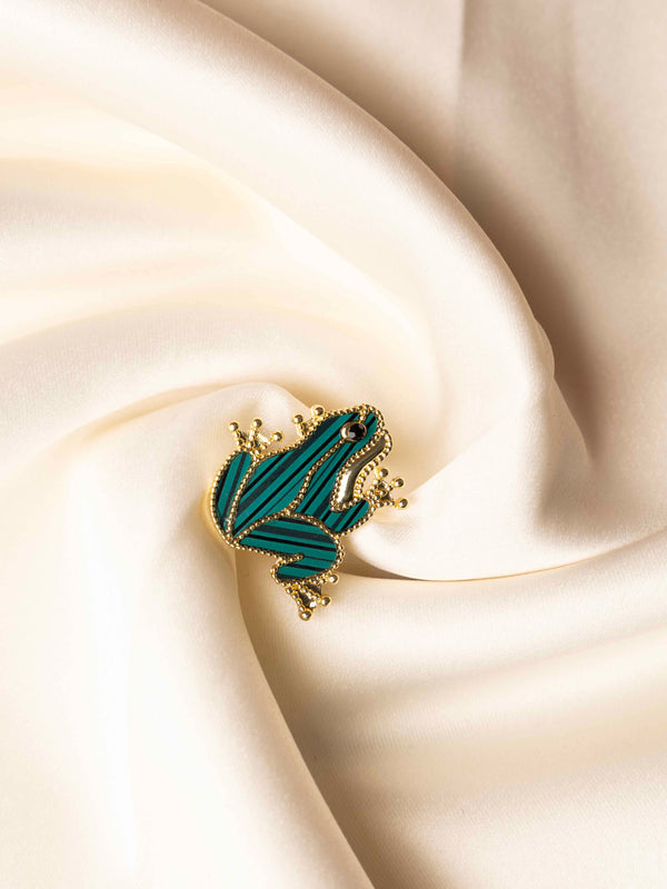 Emerald Frog Brooch