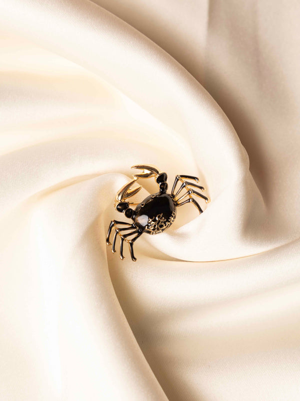 Obsidian Crab Brooch