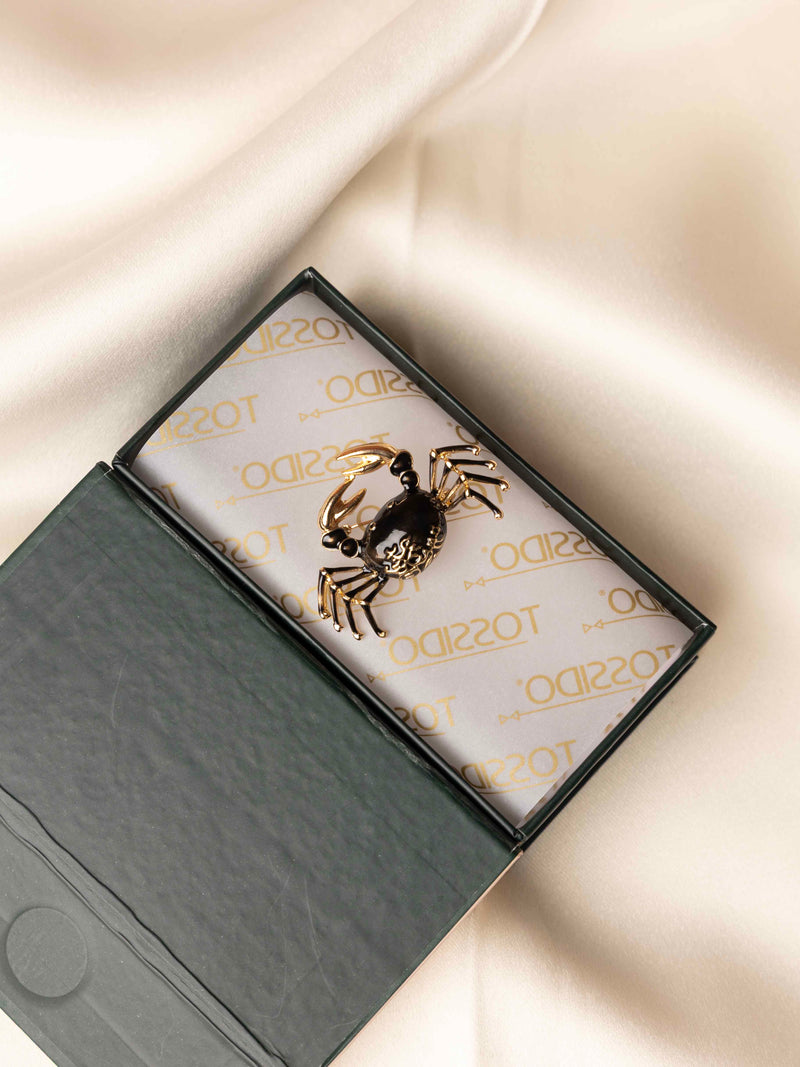 Obsidian Crab Brooch