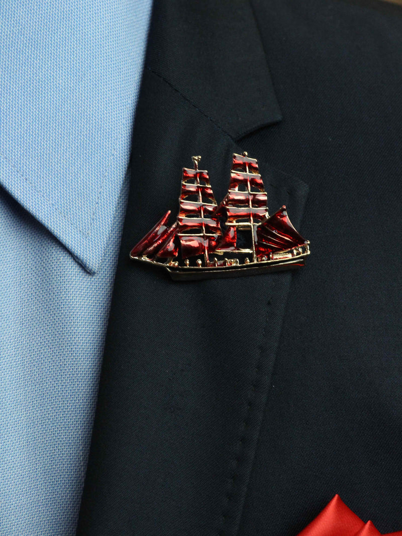 Red Ship Brooch